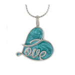 Aqua Love Heart Pendant Urn - Love Charms Option