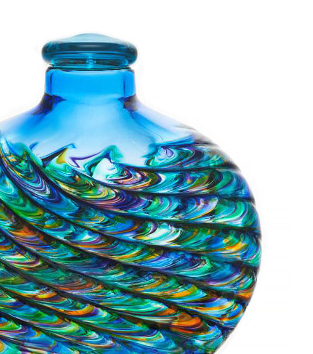 Inspiring Aqua Ocean Mosaic Glass Adult (SOLD OUT) or Medium Urn - Personalization Option - Made in USA