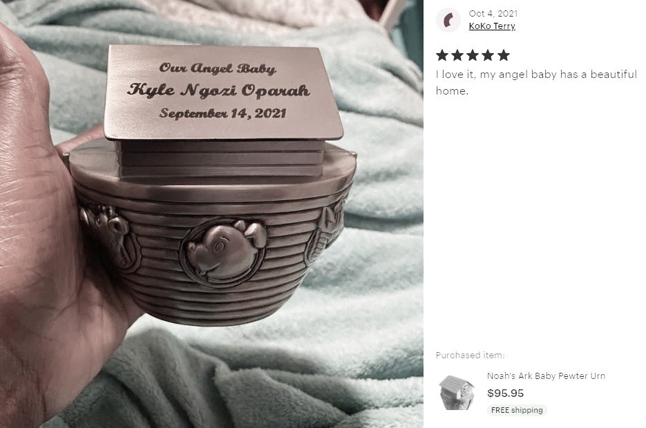 Noah's Ark Baby Pewter Urn
