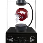 Football Cremation Urn & University of Arkansas Hover Helmet Décor
