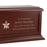 US Army Battle Cross Star Cremation Urn - Adult Wood Urn