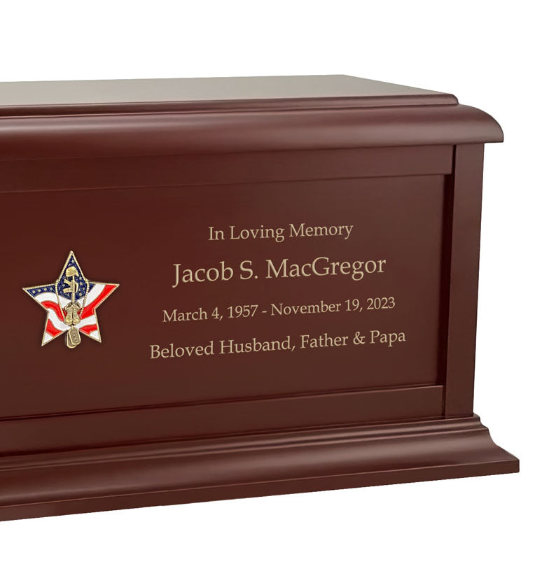 US Army Battle Cross Star Cremation Urn - Adult Wood Urn