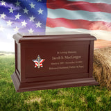US Army Battle Cross Star Cremation Urn - Adult Wood Urn
