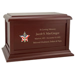 US Army Battle Cross Star Cremation Urn - Adult Wood Urn
