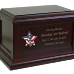 US Army Battle Cross Star Cremation Urn - Adult Wood Urn