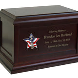 US Army Battle Cross Star Cremation Urn - Adult Wood Urn