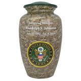 US Army Camouflage Cremation Urn - Tribute Wreath™ Option - Pro Sand Carved Engraving