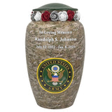 US Army Camouflage Cremation Urn - Tribute Wreath™ Option - Pro Sand Carved Engraving
