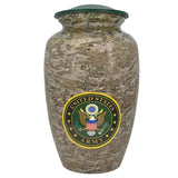 US Army Camouflage Cremation Urn - Tribute Wreath™ Option - Pro Sand Carved Engraving