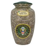 US Army Camouflage Cremation Urn - Tribute Wreath™ Option - Pro Sand Carved Engraving