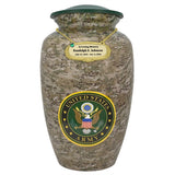 US Army Camouflage Cremation Urn - Tribute Wreath™ Option - Pro Sand Carved Engraving