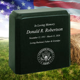 United States Army Cultured Marble Niche Cremation Urn - 12 Color Choices - Vault Option