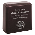 United States Army Cultured Marble Niche Cremation Urn - 12 Color Choices - Vault Option