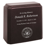 United States Army Cultured Marble Niche Cremation Urn - 12 Color Choices - Vault Option