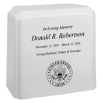 United States Army Cultured Marble Niche Cremation Urn - 12 Color Choices - Vault Option