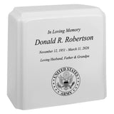 United States Army Cultured Marble Niche Cremation Urn - 12 Color Choices - Vault Option