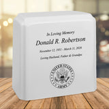United States Army Cultured Marble Niche Cremation Urn - 12 Color Choices - Vault Option