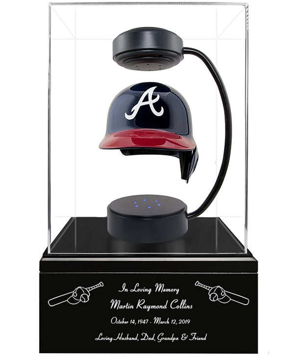 Baseball Cremation Urn & Atlanta Braves Hover Helmet Décor