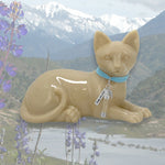 Laying Cat Urn - Love Charms® Option - Engravable & Fur Holder - Collar Color Choice