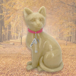 Sitting Cat Urn - Love Charms® Option - Engravable & Fur Holder - Collar Color Choice