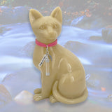Sitting Cat Urn - Love Charms® Option - Engravable & Fur Holder - Collar Color Choice