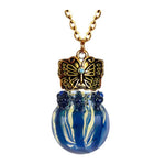 Golden Butterfly Blue Glass Ash Jewelry Urn