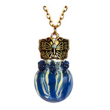 Golden Butterfly Blue Glass Ash Jewelry Urn