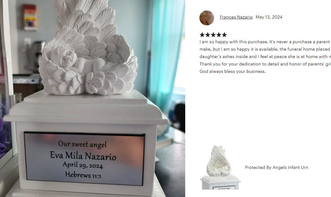In Loving Arms Infant Urn - Baby Angel Urn For Infants