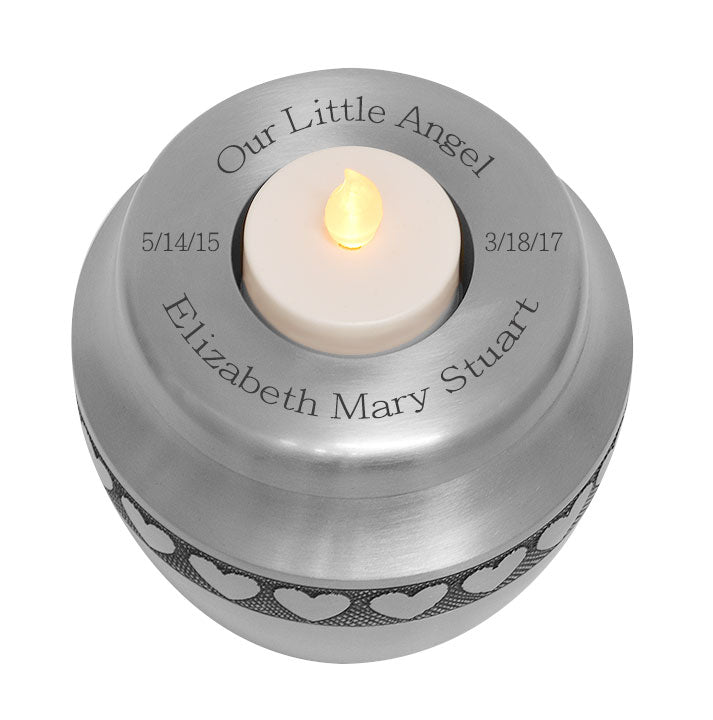 Candle Heart Pewter Baby or Child Urn
