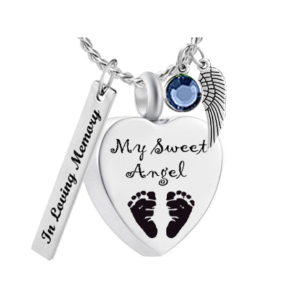 My Sweet Angel Baby Feet Ash Pendant Urn - Love Charms® Option