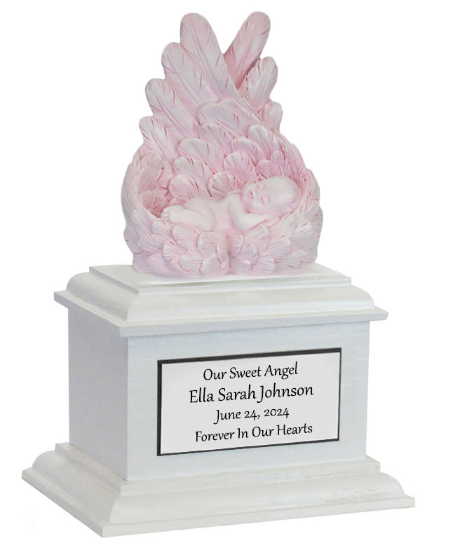 In Loving Arms Pink Infant Urn - Baby Angel Urn For Infants