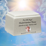 Little Angel Photo Cultured Marble Cream Baby Urn - Free Engraving and Photo