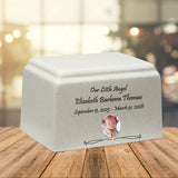 Little Angel Photo Cultured Marble Cream Baby Urn - Free Engraving and Photo