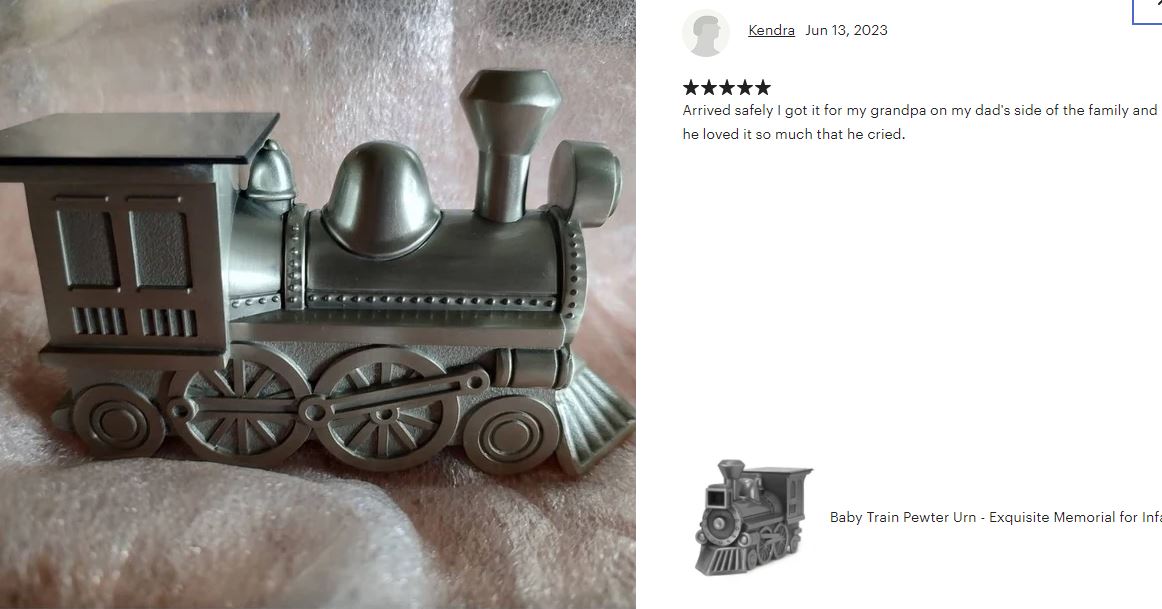 Train Pewter Keepsake Urn - In The Light Urns