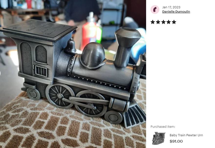 Train Pewter Infant Urn - In The Light Urns