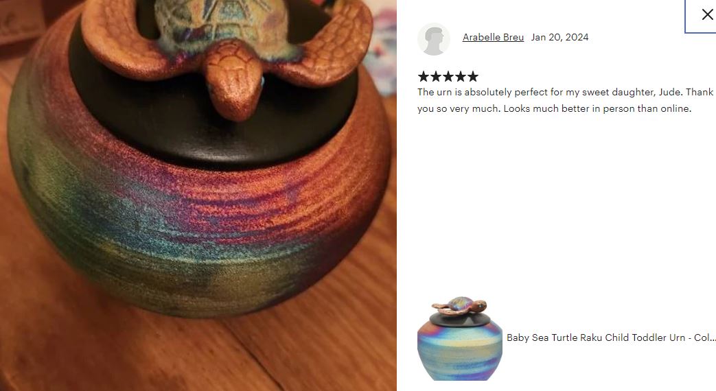 Sea Turtle Raku Keepsake Cremation Urn - Personalization Option