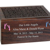 New Born Baby Twins Wood Floral Urn