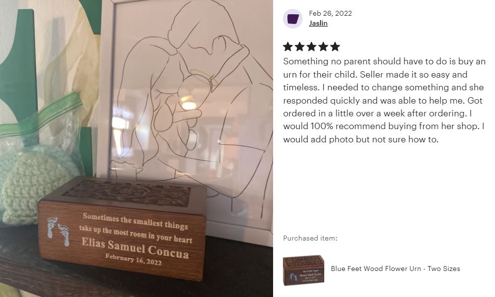 Little Boy Wood Floral Urn