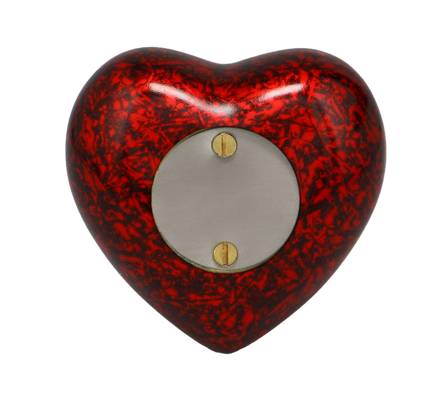 Red Marbled Heart Keepsake Urn - Stand Option