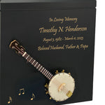 Banjo Wood Adult Cremation Urn - Miniature Banjo - Photo Option