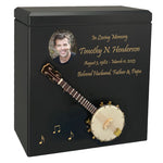 Banjo Wood Adult Cremation Urn - Miniature Banjo - Photo Option