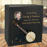 Banjo Wood Adult Cremation Urn - Miniature Banjo - Photo Option