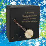Banjo Wood Adult Cremation Urn - Miniature Banjo - Photo Option