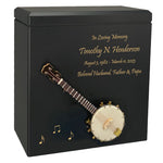 Banjo Wood Adult Cremation Urn - Miniature Banjo - Photo Option