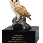 Barn Owl Art & Wood Cremation Urn Adult or Medium
