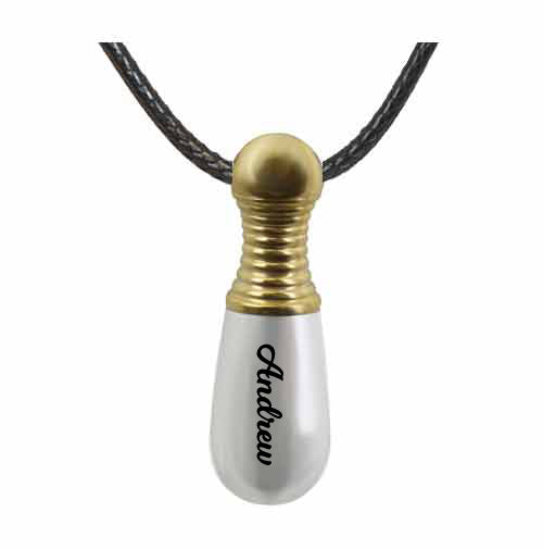 Baseball Bat Golden Cremation Jewelry - Birthstone Option