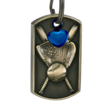 Baseball Dog Tag Blue Heart Key Chain Urn