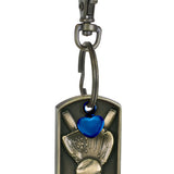 Baseball Dog Tag Blue Heart Key Chain Urn