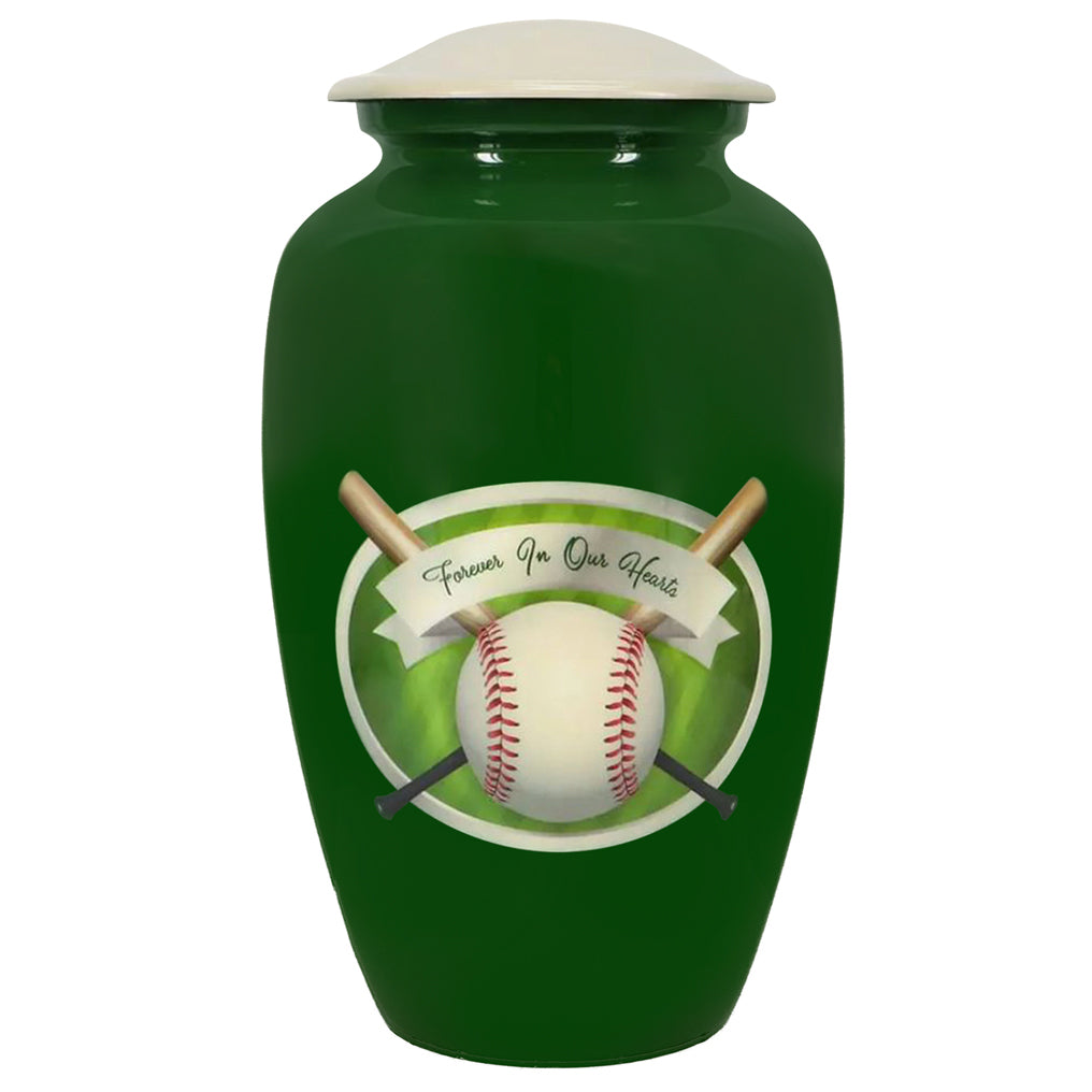 Baseball Forever In Our Hearts Adult Cremation Urn - Tribute Wreath™ - Pro Sand Carved Engraving