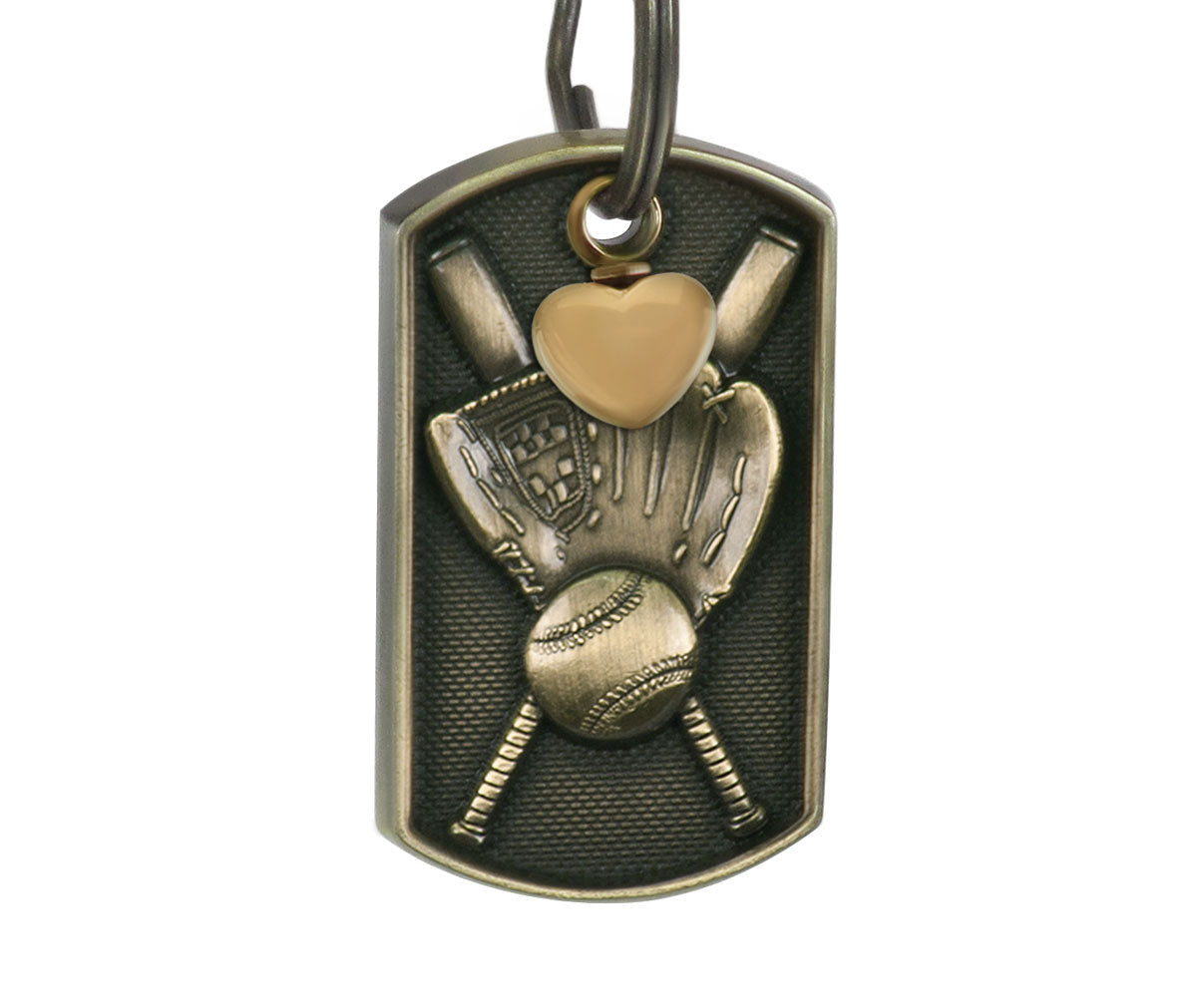 Baseball Dog Tag Heart Key Chain Urn